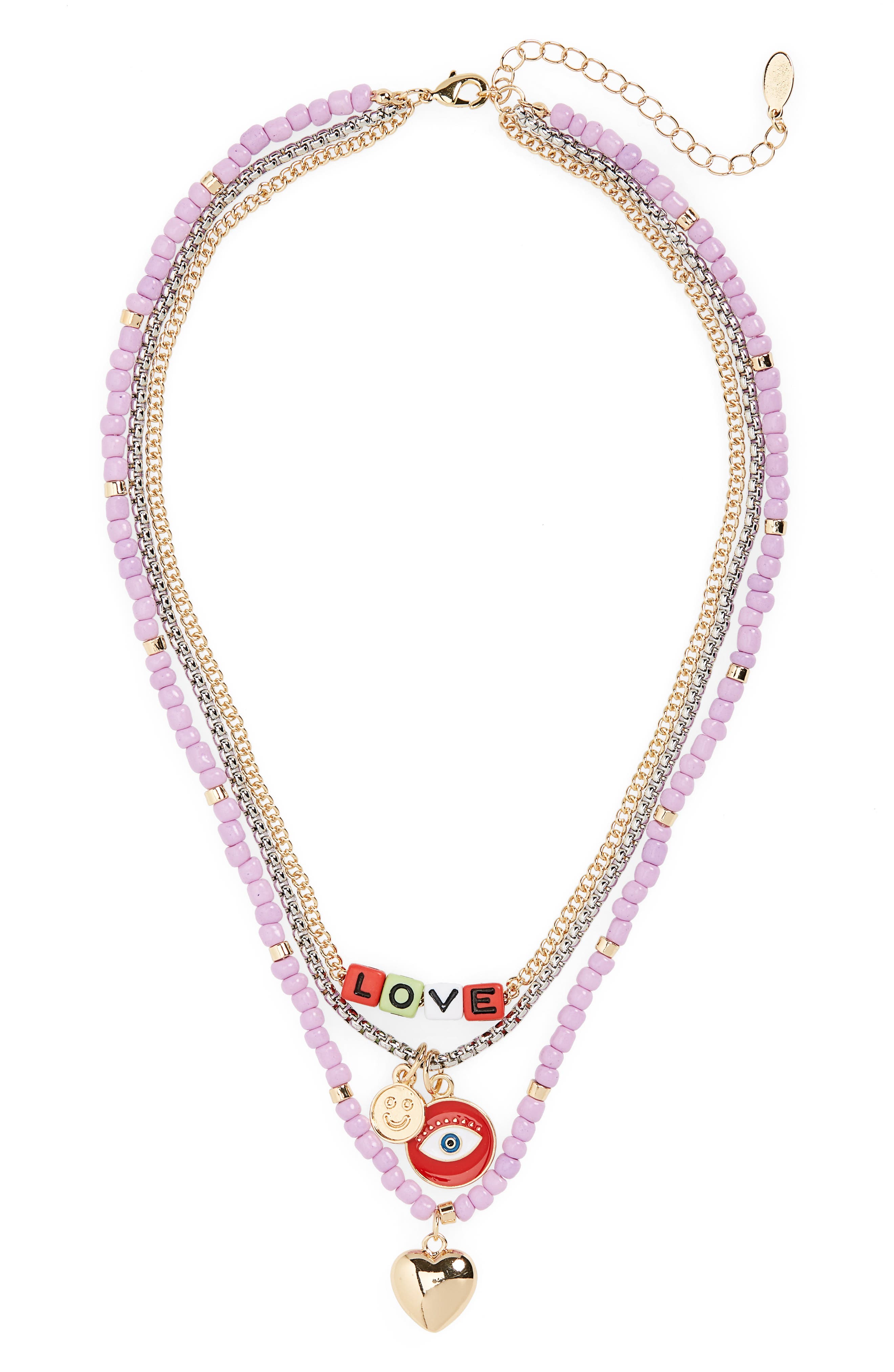 Necklace 'french touch' 'Liberty' pink purple. 